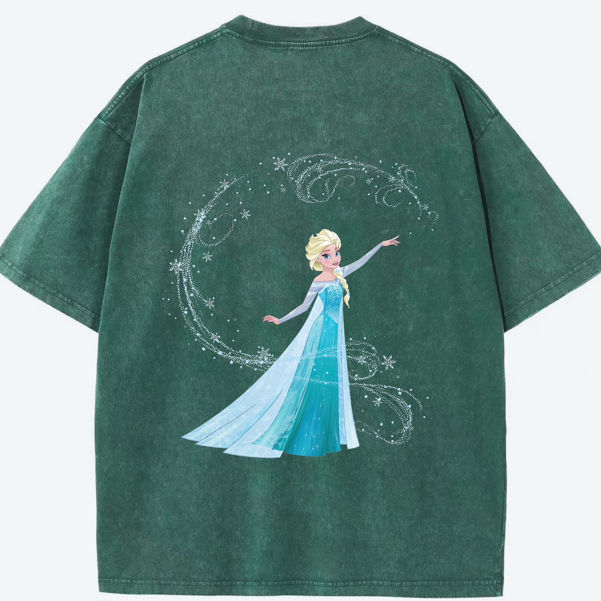（画像用） アナと雪の女王 アンナ エルサ Frozen Anna Elsa 綿100% ヴィンテージ風 半袖Tシャツ（背面プリント）